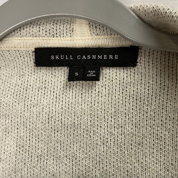 SKULL CASHMERE Intarsia Skull Back Draped Wool Blend Cardigan Gray Size Small - Picture 5 of 6